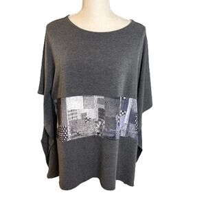 Terra SJ Apparel Gray Dolman Sleeve Oversize Shirt, Small